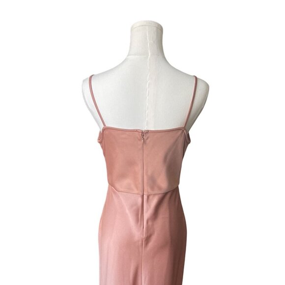 Sachin & Babi Cali Satin Slip Midi Dress 2 Peach Cowl Neck Wedding Guest Elegant - Picture 7 of 11